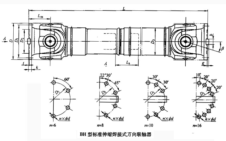 SWC-BH型标准伸缩焊接式万向联轴器